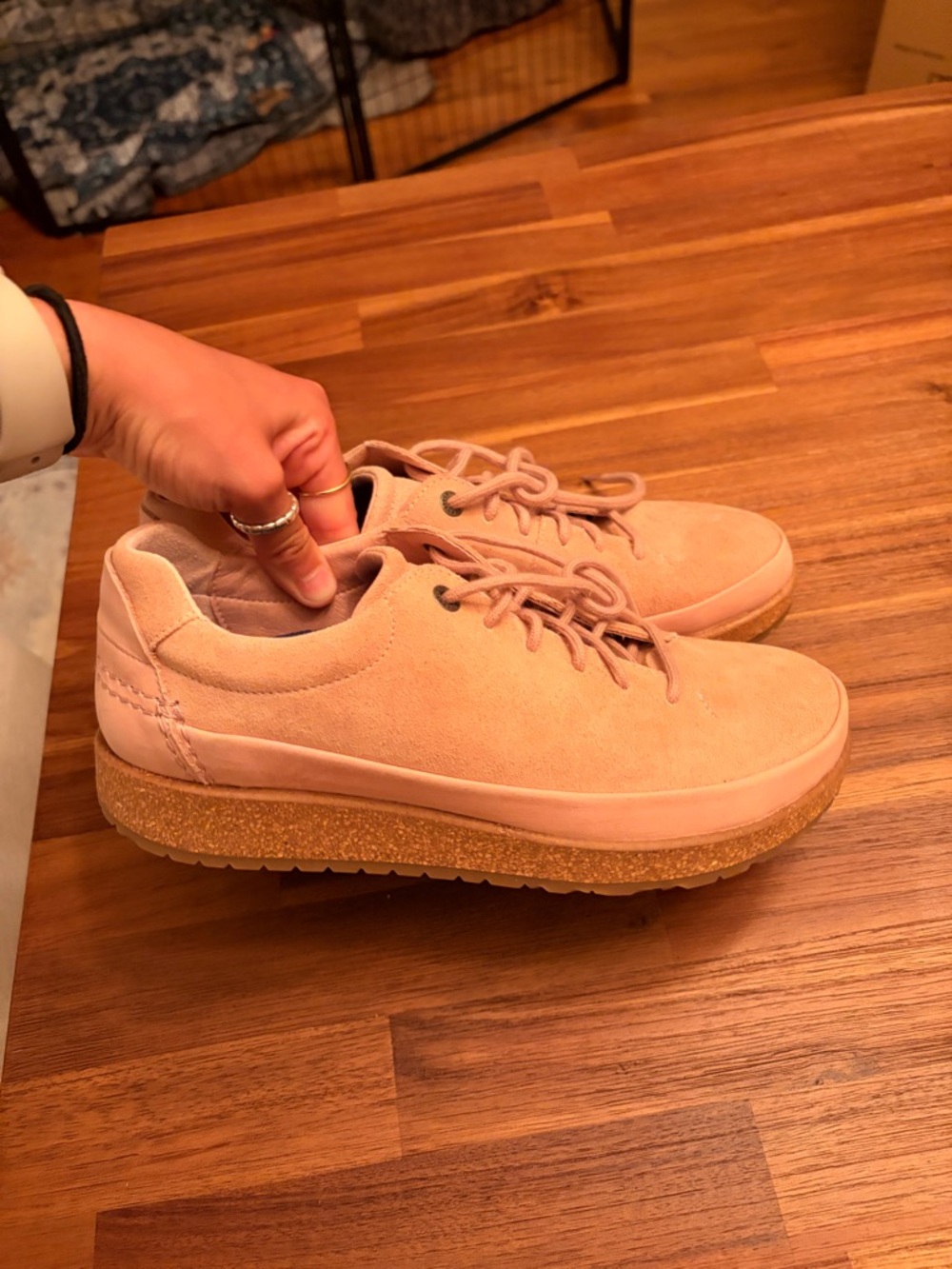 Birkenstock Pink Suede Platform Sneakers
